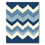 Coastal Blue Wave Chevron Rug