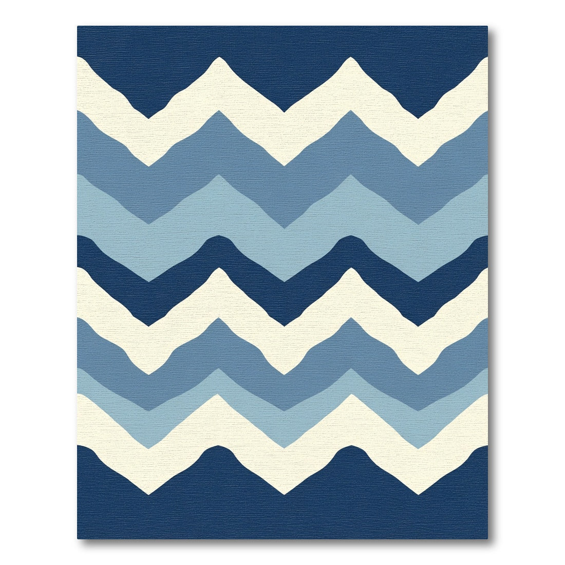 Coastal Blue Wave Chevron Rug