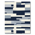 Modern Navy Light Gray Rectangles Rug