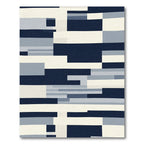 Modern Navy Light Gray Rectangles Rug