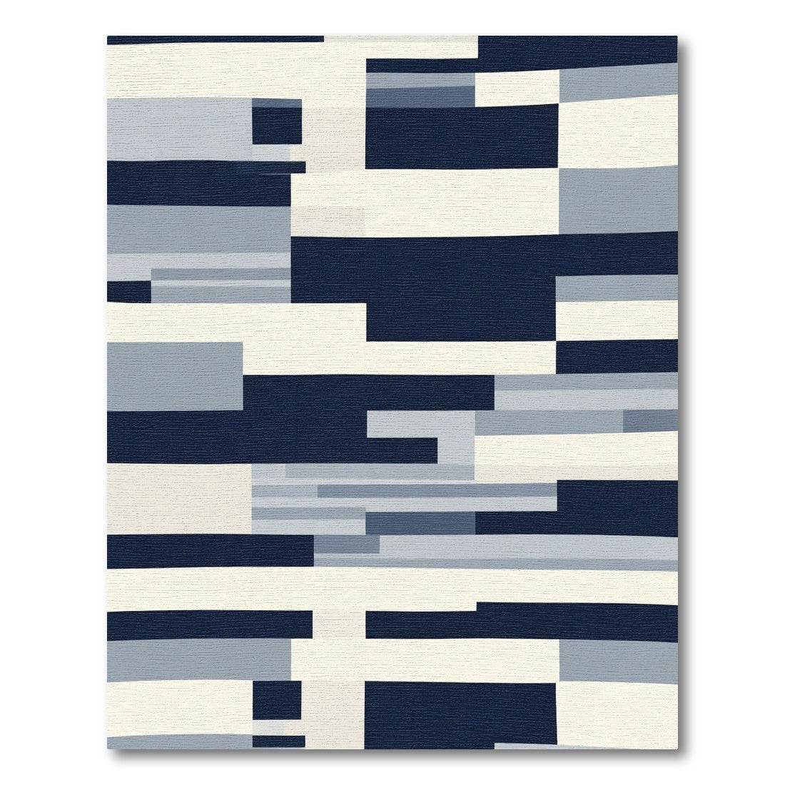 Modern Navy Light Gray Rectangles Rug