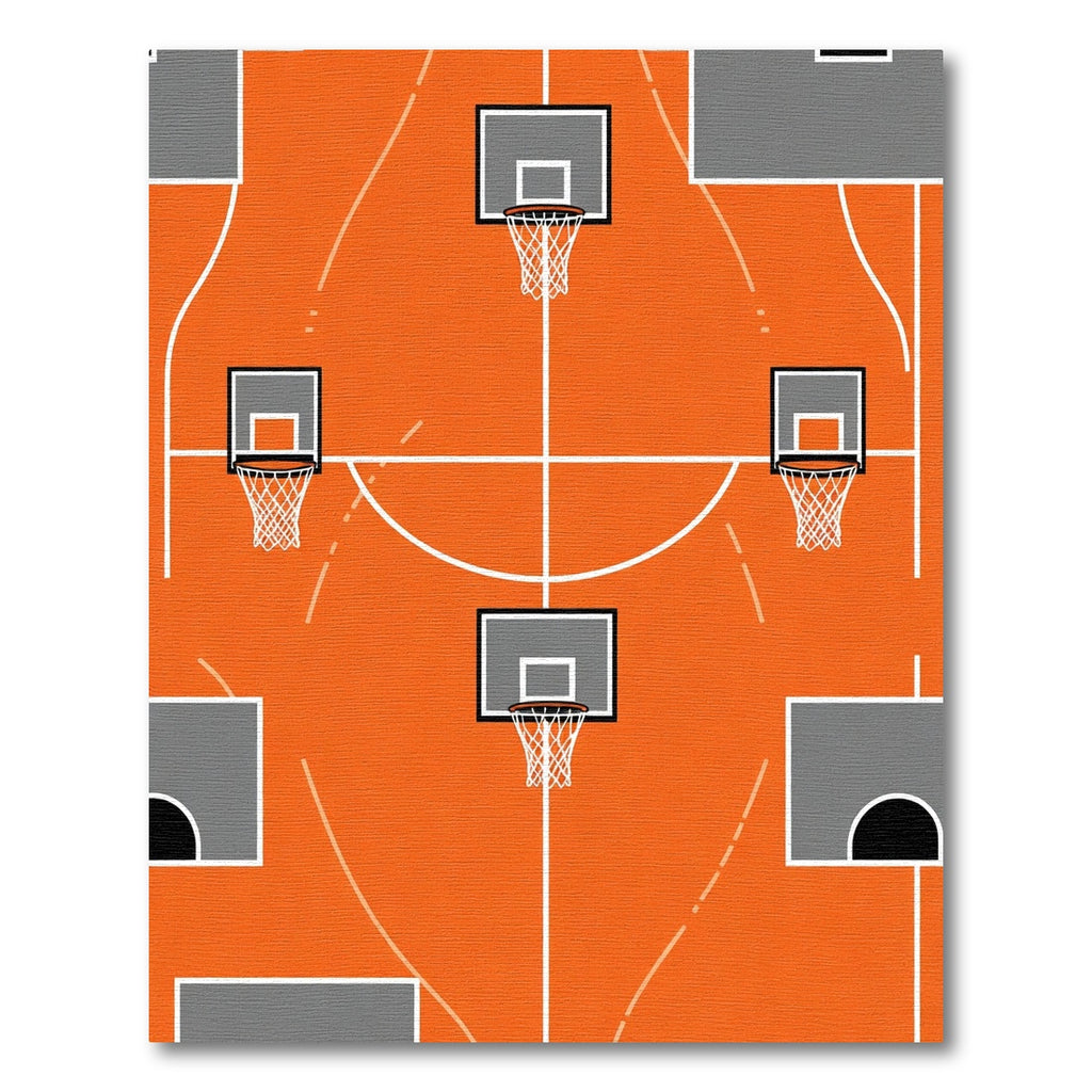 Orange Court Hoops Graphic Rug