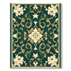 Emerald Golden Floral Medallion Rug