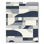 Modern Navy Geometric Abstract Waves Rug