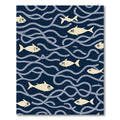 Sandy Fish In Navy Waves Rug