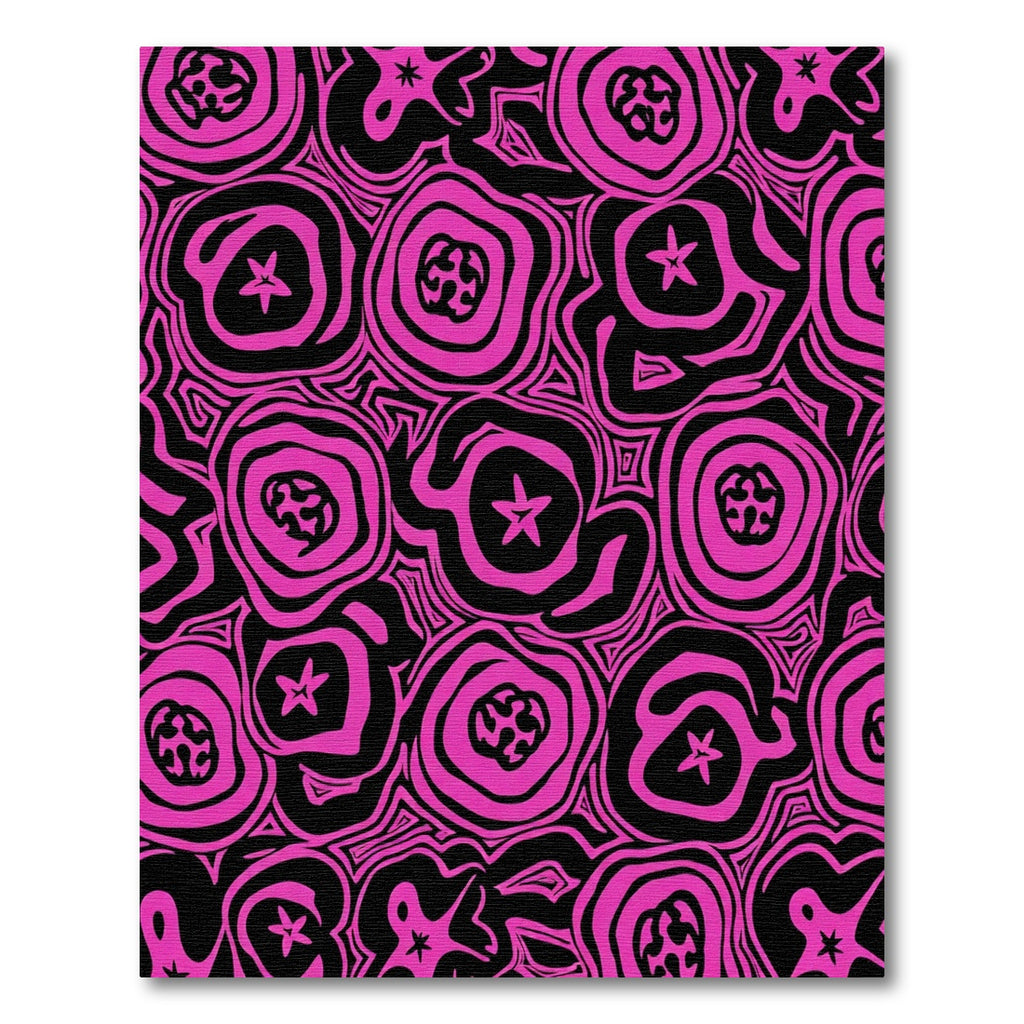 Vivid Pink Black Organic Swirl Rug