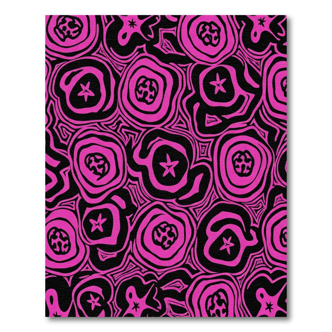 Vivid Pink Black Organic Swirl Rug