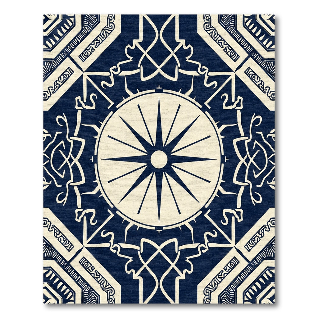 Navy Cream Medallion Geometric Rug