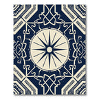 Navy Cream Medallion Geometric Rug