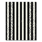 Bold Black White Striped Glitch Rug