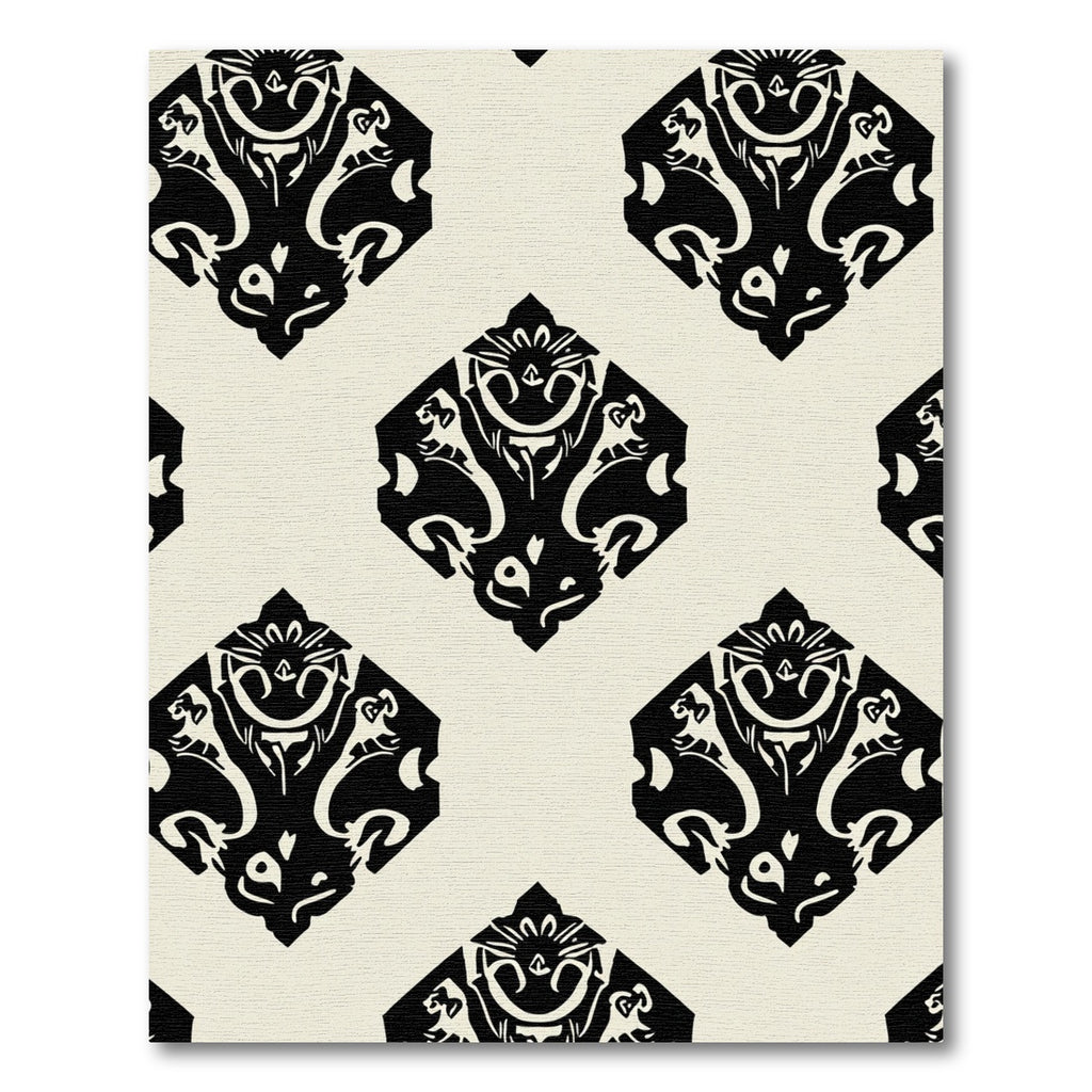 Black Diamond Damask Medallion Rug