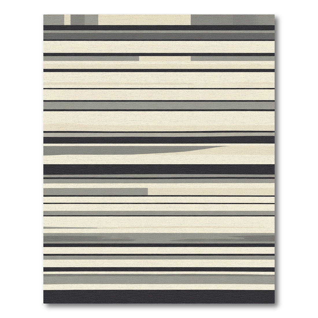 Modern Cream Black Horizontal Stripe Rug