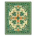 Emerald Green Orange Floral Medallion Rug