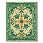 Emerald Green Orange Floral Medallion Rug