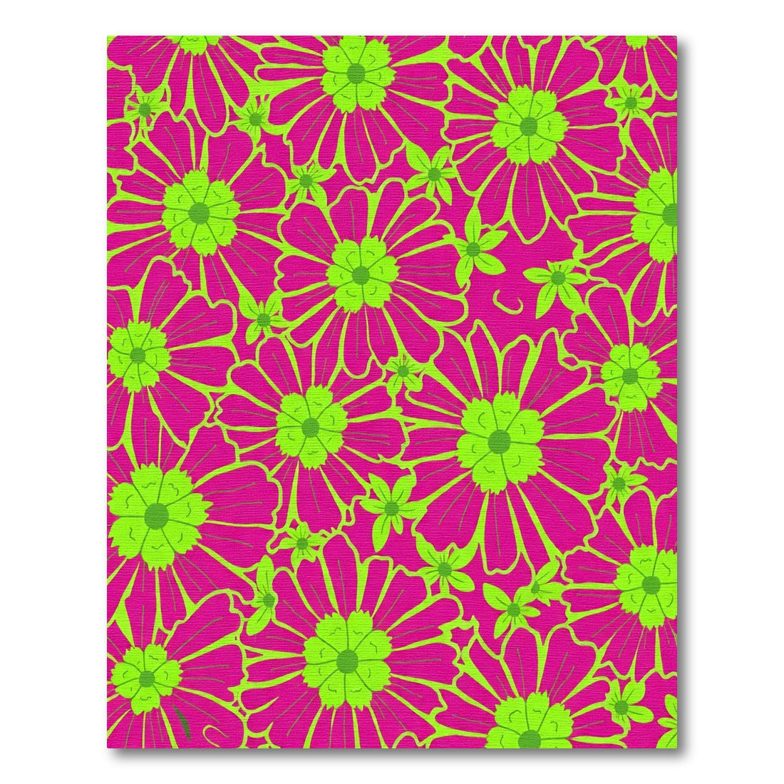 Vibrant Pink Lime Daisy Garden Rug
