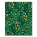 Deep Emerald Swirling Leaf Collage Rug