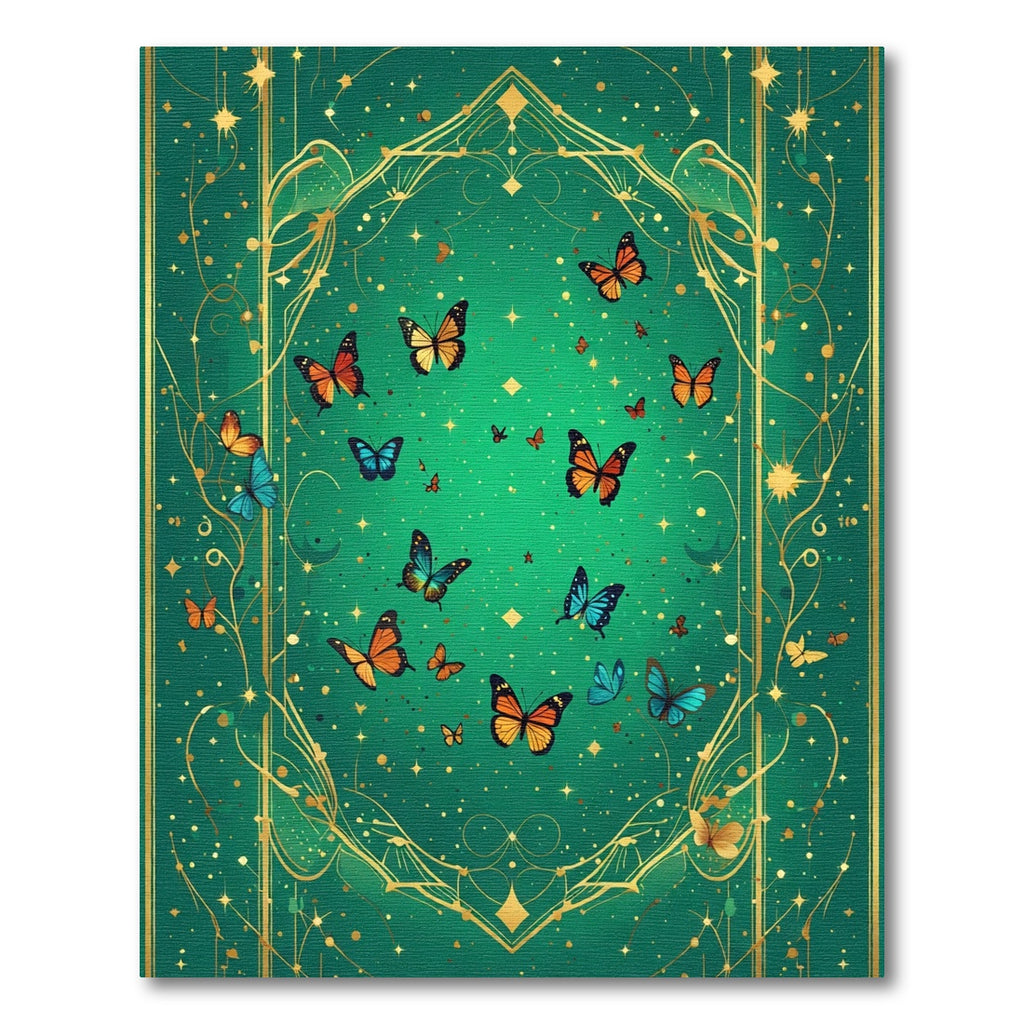 Enchanted Emerald Butterfly Garden Rug