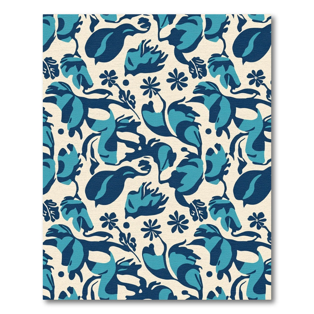 Deep Blue Tropical Floral Garden Rug