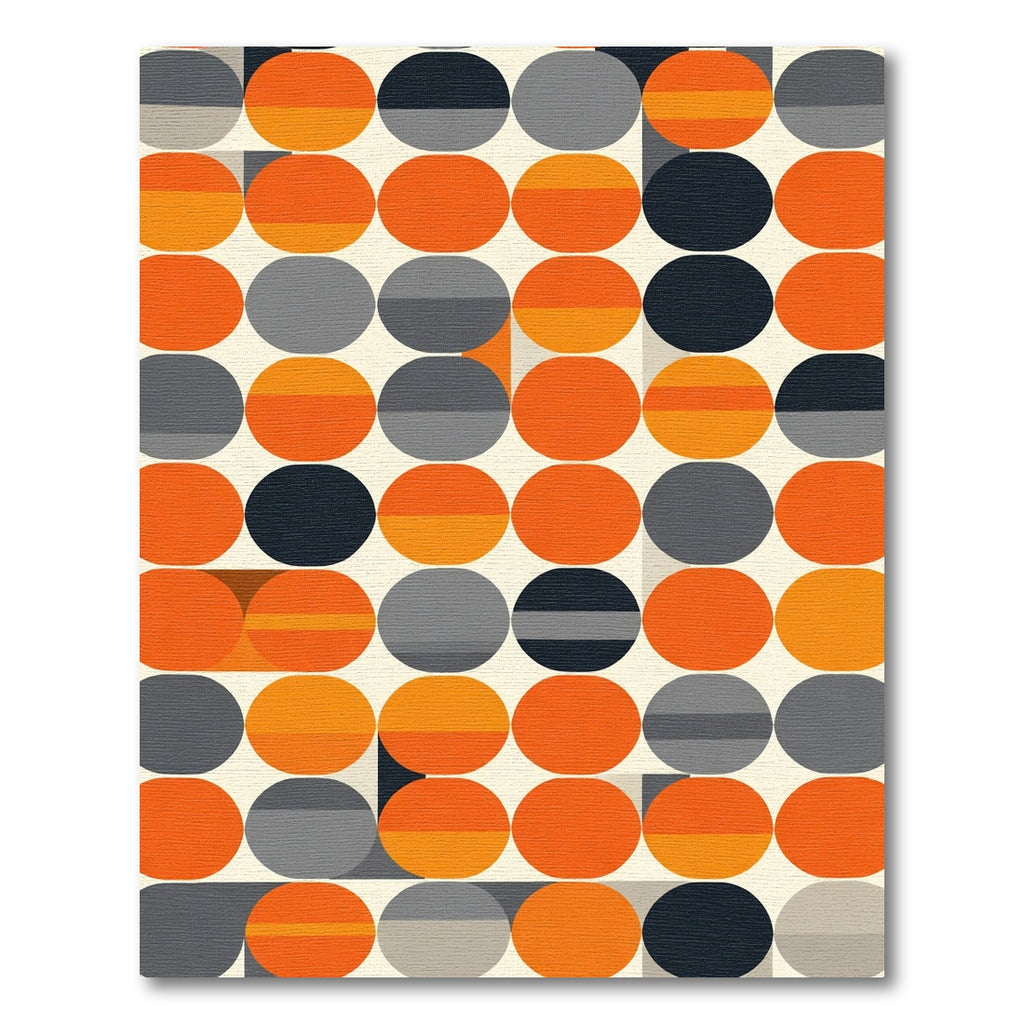 Orange Gray Roundels Mid Century Rug