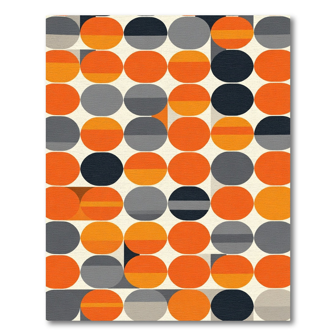 Orange Gray Roundels Mid Century Rug