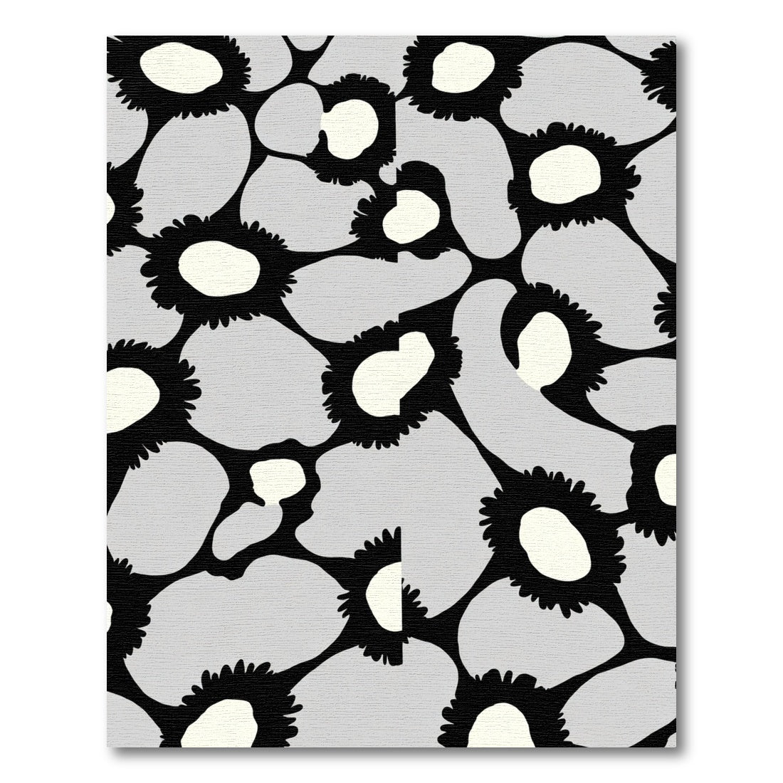 Abstract Floral Gray Cream Black Rug
