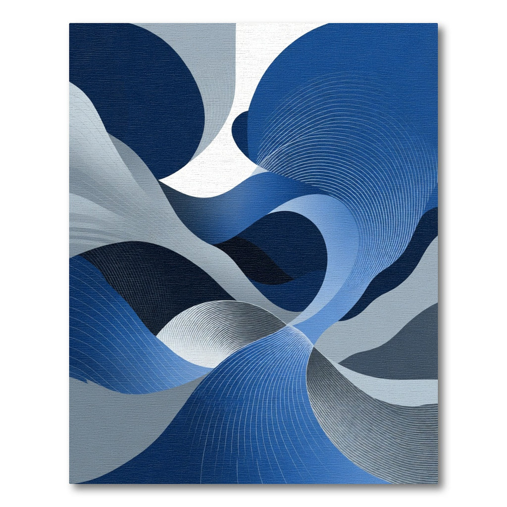 Deep Blue Abstract Flowing Waves Rug