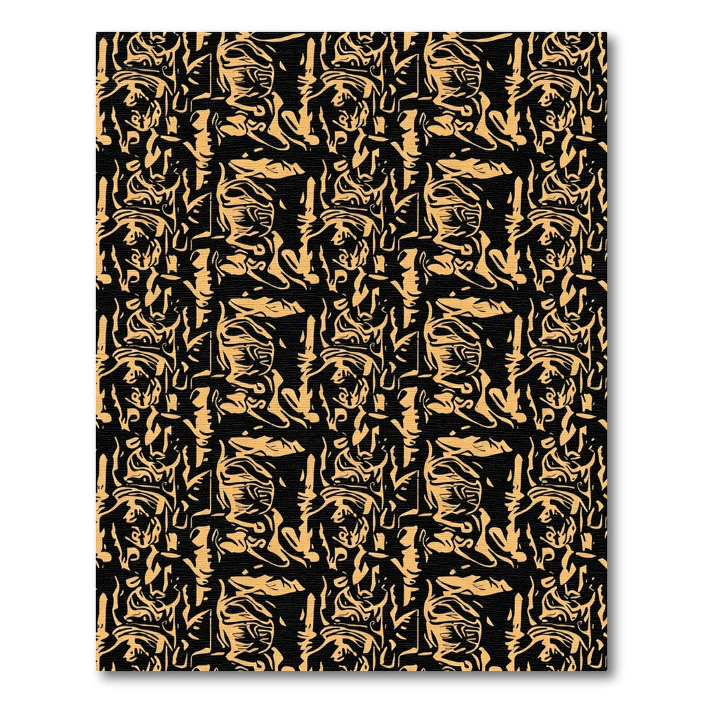 Orange Abstract Heads Seamless Pattern Rug