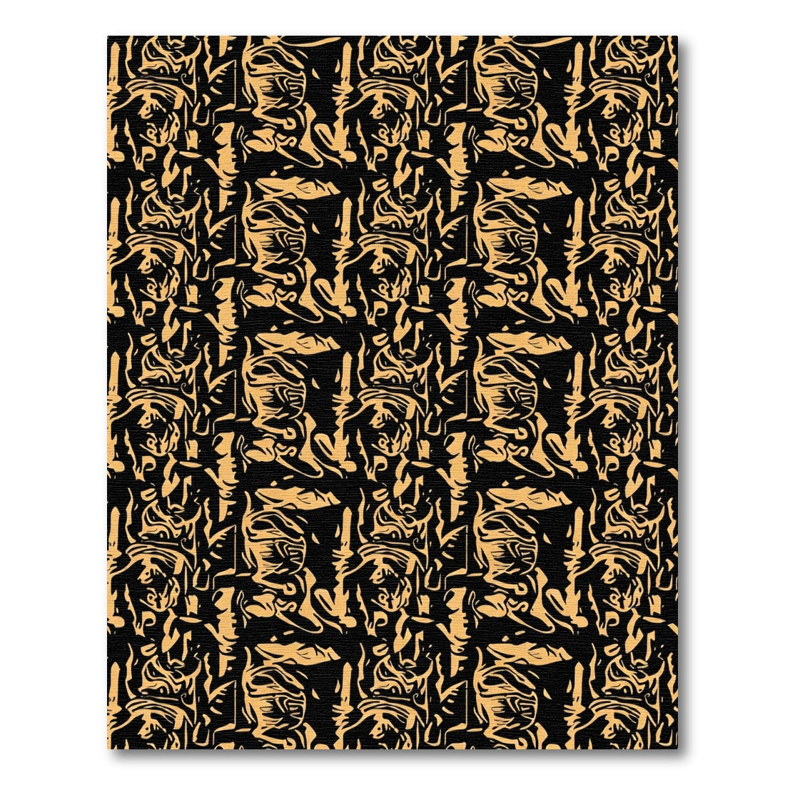 Orange Abstract Heads Seamless Pattern Rug