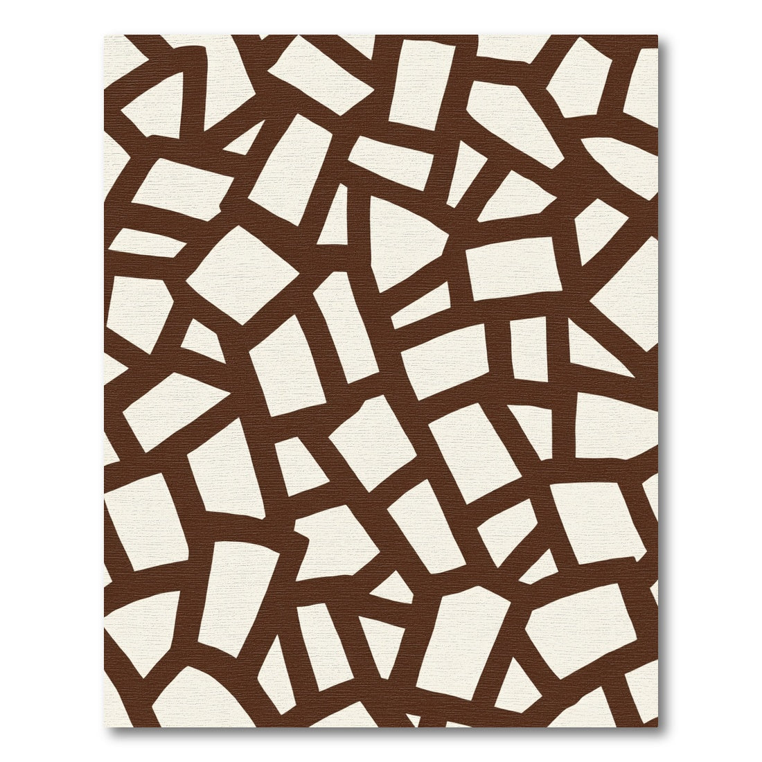 Abstract Brown Cracked Tile Layout Rug