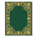 Green Gold Ornate Floral Border Rug