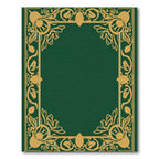 Green Gold Ornate Floral Border Rug