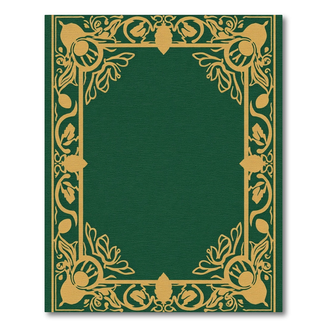 Green Gold Ornate Floral Border Rug