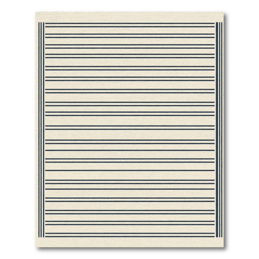 Minimalist Navy Stripe Cream Rug