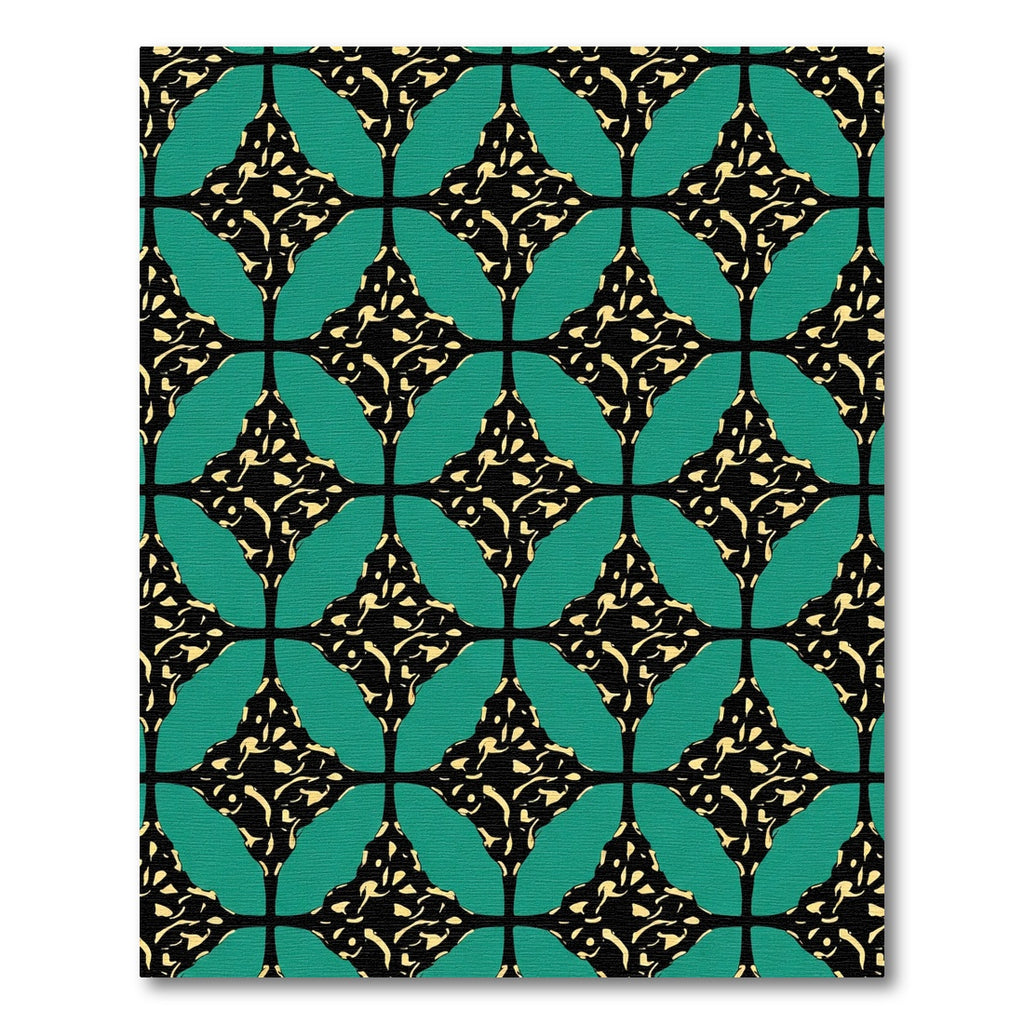 Teal Black Golden Geometric Burst Rug