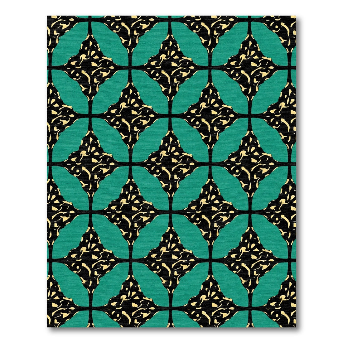 Teal Black Golden Geometric Burst Rug