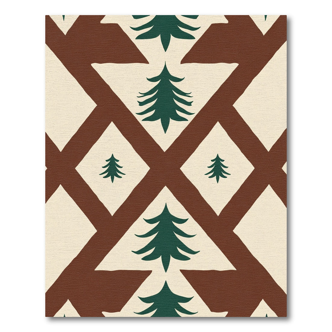 Forest Green Pine Woodland Lattice Rug