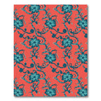 Coral Teal Floral Vine Arrangement Rug