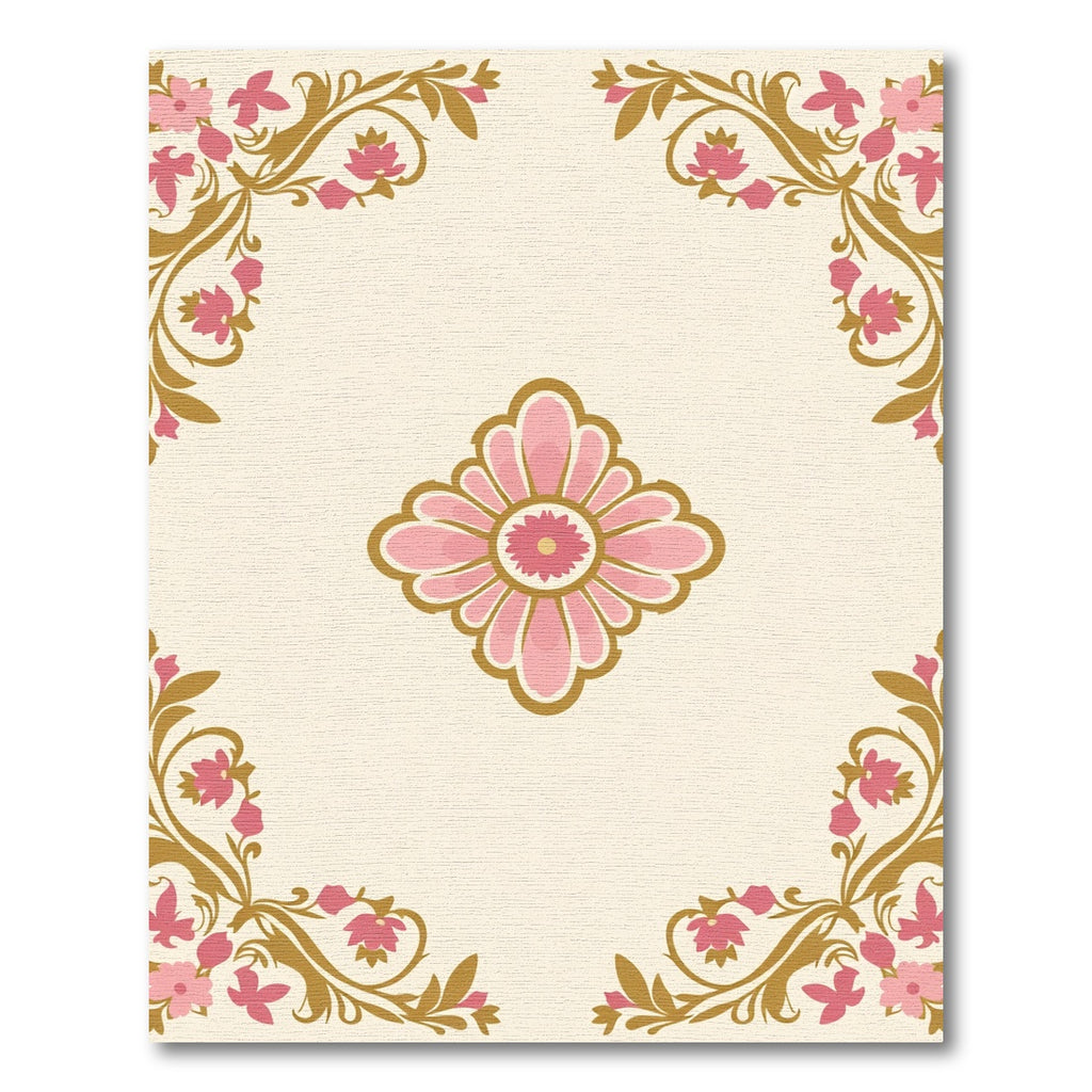 Pink Center Bloom Corner Accents Rug