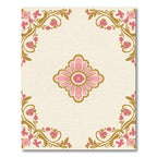 Pink Center Bloom Corner Accents Rug