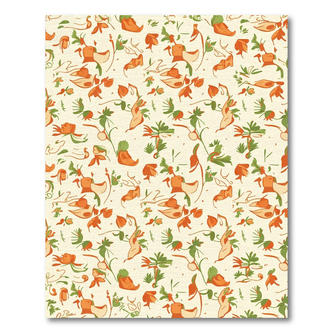 Orange and Green Whimsical Floral Vines Rug
