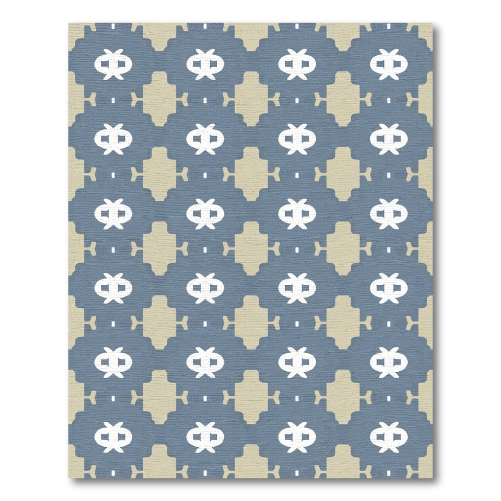Blue Tan Geometric Bloom Rug