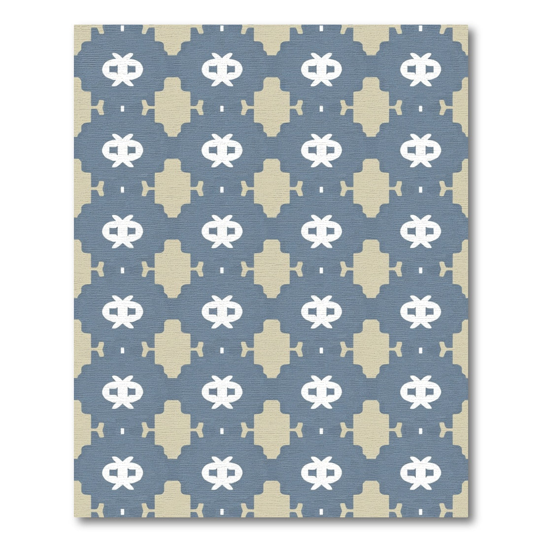 Blue Tan Geometric Bloom Rug
