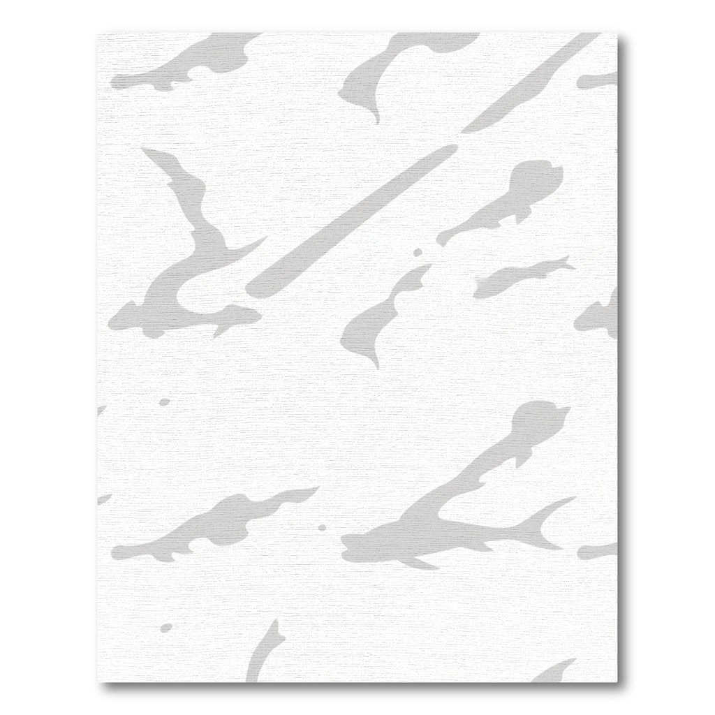 Pale Gray Abstract Fish Swirl Rug