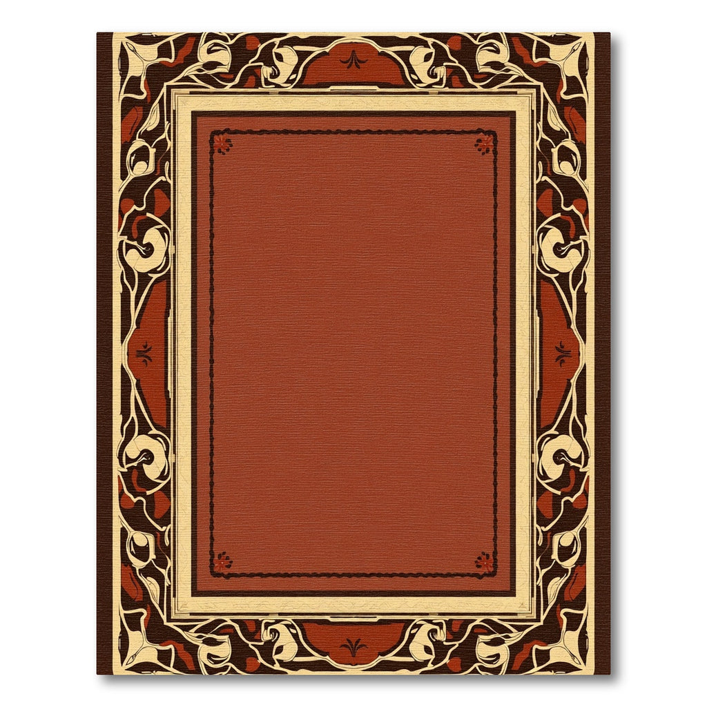 Rich Terracotta Art Nouveau Floral Rug