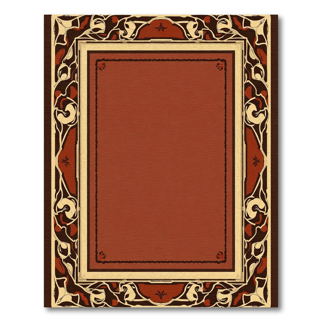 Rich Terracotta Art Nouveau Floral Rug