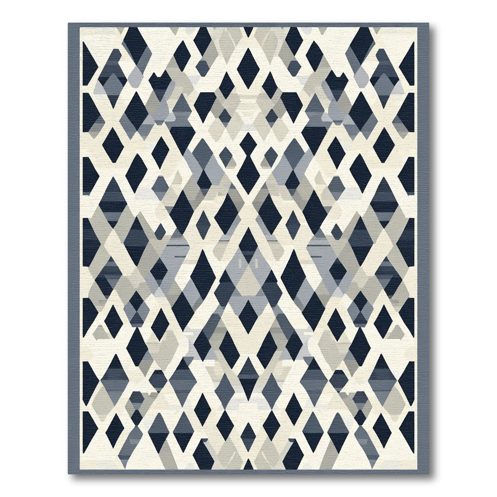 Deep Blue Diamond Lattice Rug