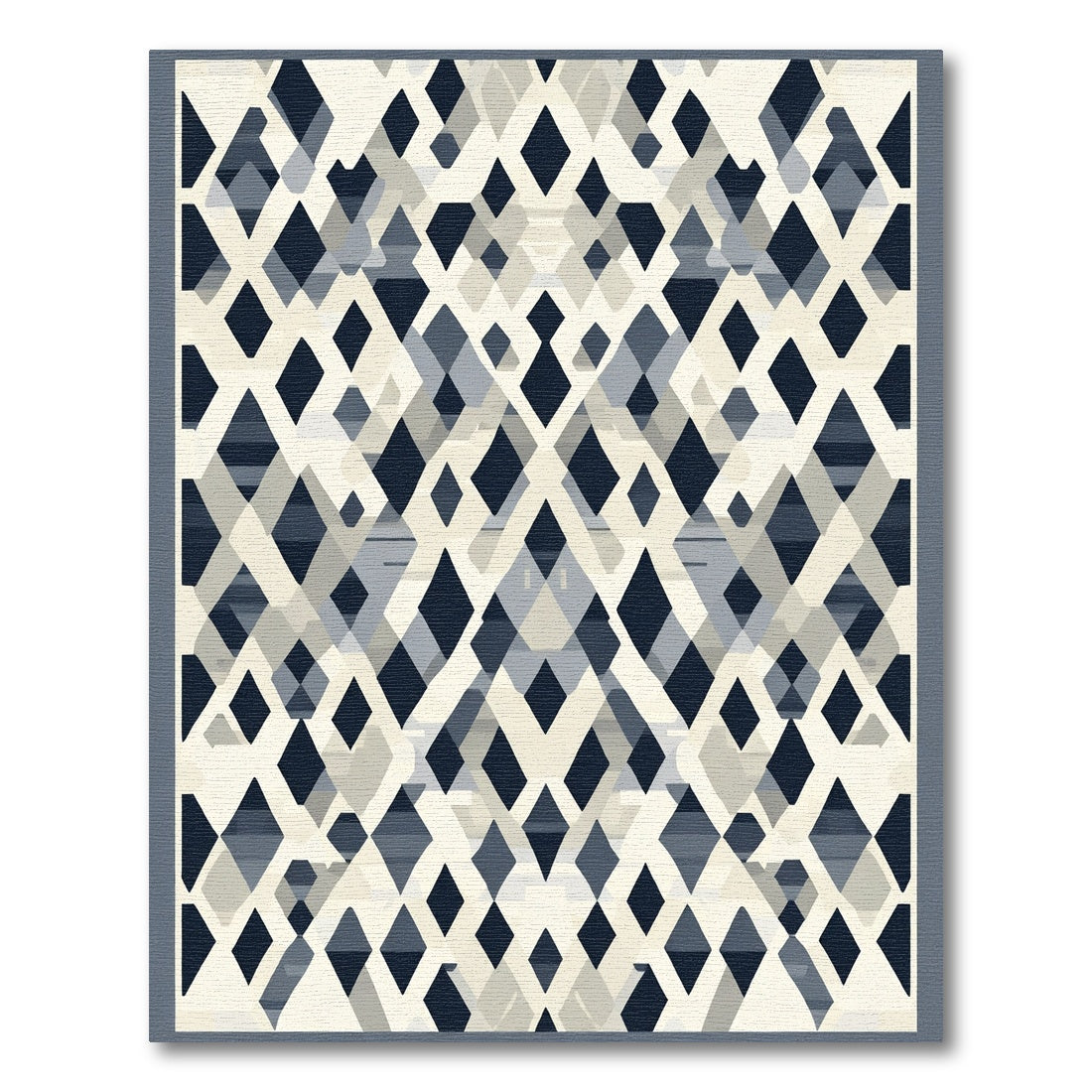 Deep Blue Diamond Lattice Rug