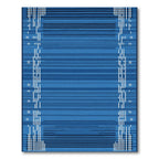 Deep Blue Striped Border Rug