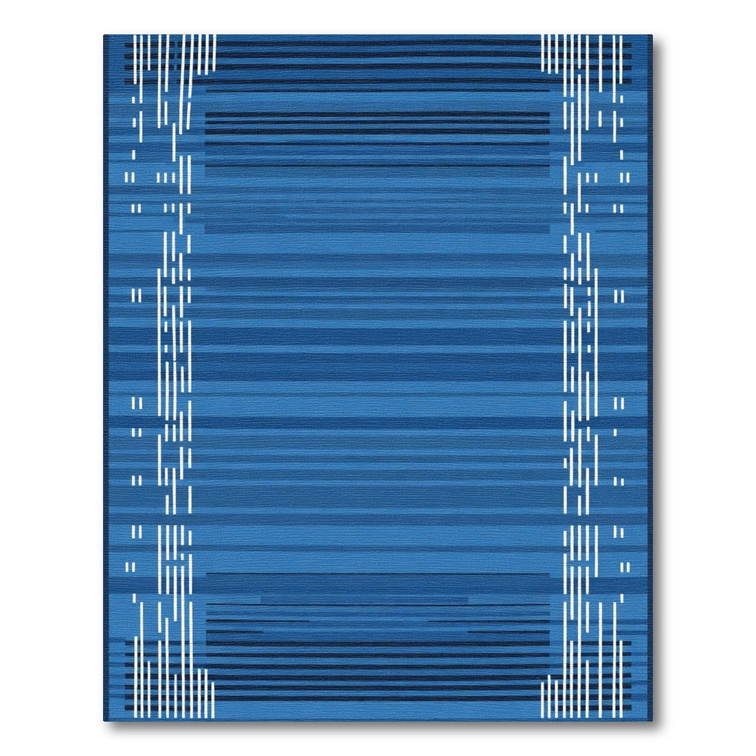 Deep Blue Striped Border Rug