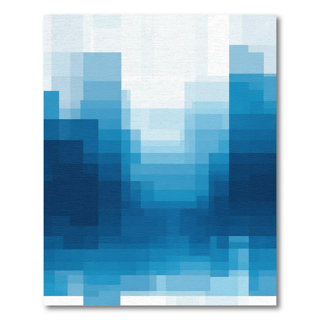 Deep Blue Gradient Pixelated Abstract Rug